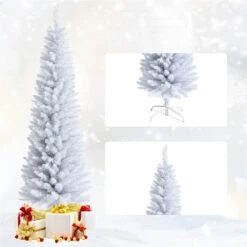 Costway 6-ft Unlit Slim White Artificial Christmas Tree 10 Costway 6-ft Unlit Slim White Artificial Christmas Tree -Northlight Sales Store 331066812 AlternateImage3