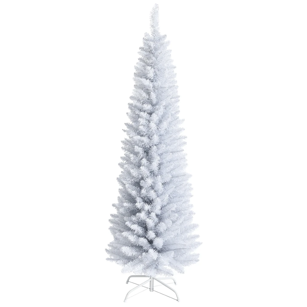 Costway 6-ft Unlit Slim White Artificial Christmas Tree 3 Costway 6-ft Unlit Slim White Artificial Christmas Tree
