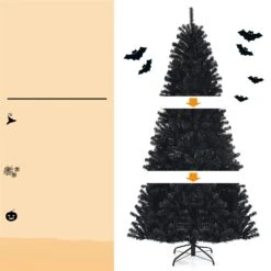 Costway 7-ft Pre-lit Full Black Artificial Christmas Tree With 500 Purple LED Lights 9 Costway 7-ft Pre-lit Full Black Artificial Christmas Tree With 500 Purple LED Lights -Northlight Sales Store 331066815 AlternateImage2