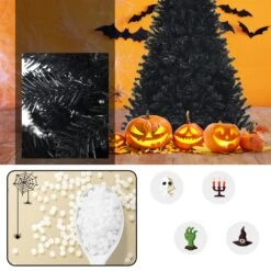 Costway 7-ft Pre-lit Full Black Artificial Christmas Tree With 500 Purple LED Lights 10 Costway 7-ft Pre-lit Full Black Artificial Christmas Tree With 500 Purple LED Lights -Northlight Sales Store 331066815 AlternateImage3