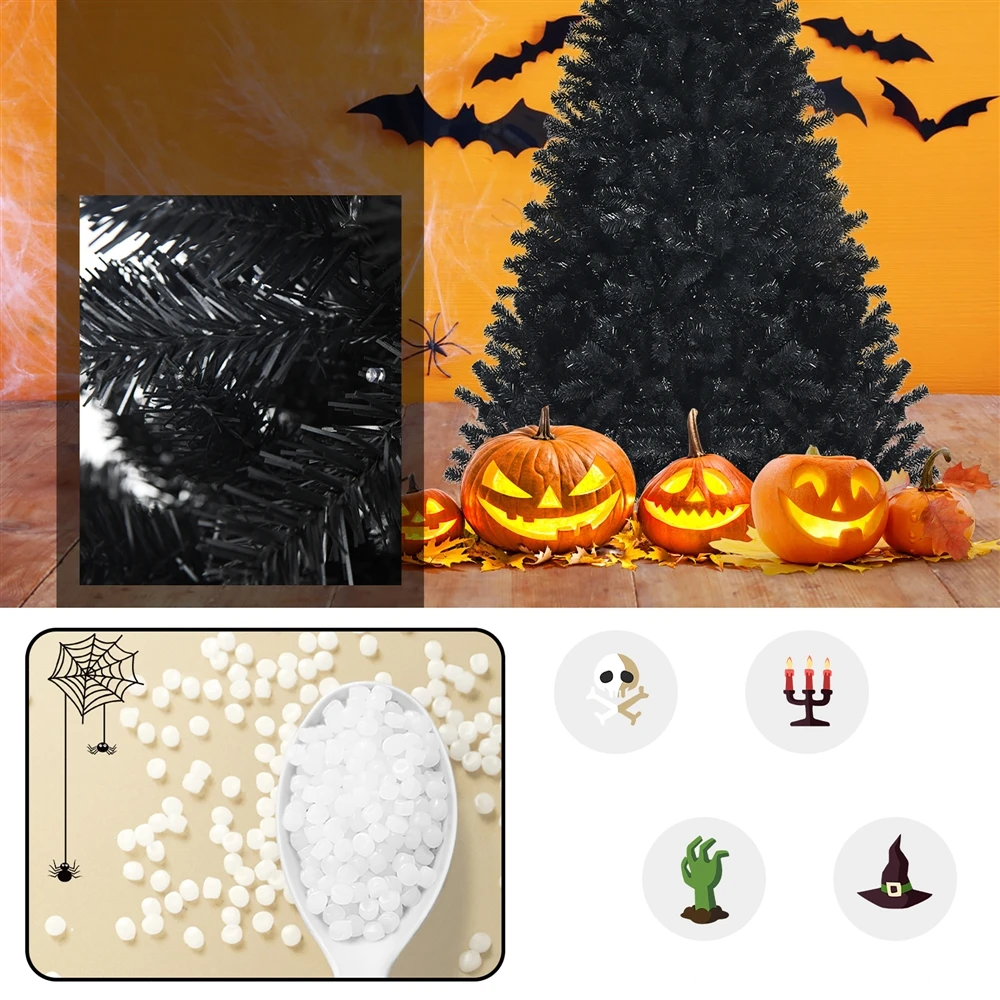 Costway 7-ft Pre-lit Full Black Artificial Christmas Tree With 500 Purple LED Lights 6 Costway 7-ft Pre-lit Full Black Artificial Christmas Tree With 500 Purple LED Lights - Image 4