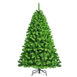 Costway 6.5-ft Full Flocked Green Artificial Christmas Tree With Lights