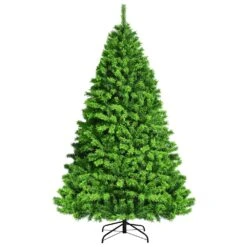 Costway 7.5-ft Full Flocked Green Artificial Christmas Tree With Lights