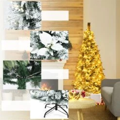 Costway 6-ft Pre-lit Full Flocked White Artificial Christmas Tree With 250 Warm White LED Lights -Northlight Sales Store 331066821 AlternateImage3