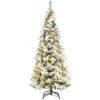 Costway 6-ft Pre-lit Full Flocked White Artificial Christmas Tree With 250 Warm White LED Lights
