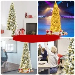 Costway 8-ft Pre-lit Full Flocked White Artificial Christmas Tree With 450 Warm White LED Lights -Northlight Sales Store 331066822 AlternateImage3