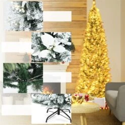 Costway 8-ft Pre-lit Full Flocked White Artificial Christmas Tree With 450 Warm White LED Lights -Northlight Sales Store 331066822 AlternateImage4