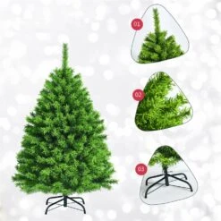 Costway 4.5-ft Full Flocked Green Artificial Christmas Tree With Lights -Northlight Sales Store 331066823 AlternateImage2