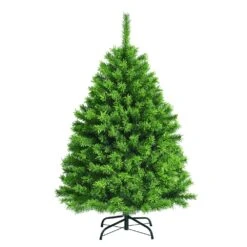 Costway 4.5-ft Full Flocked Green Artificial Christmas Tree With Lights