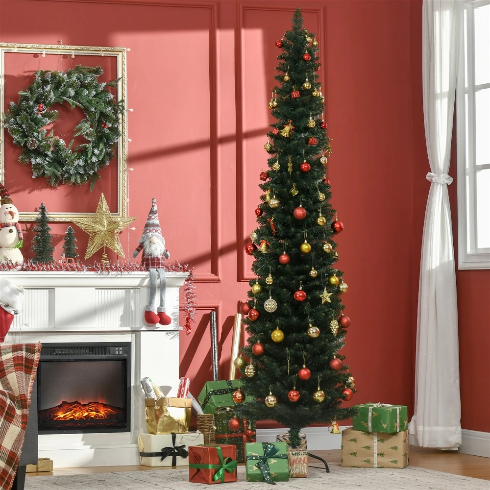 HOMCOM 7-ft Artificial Christmas Tree Pencil Xmas Tree 4 HOMCOM 7-ft Artificial Christmas Tree Pencil Xmas Tree - Image 2