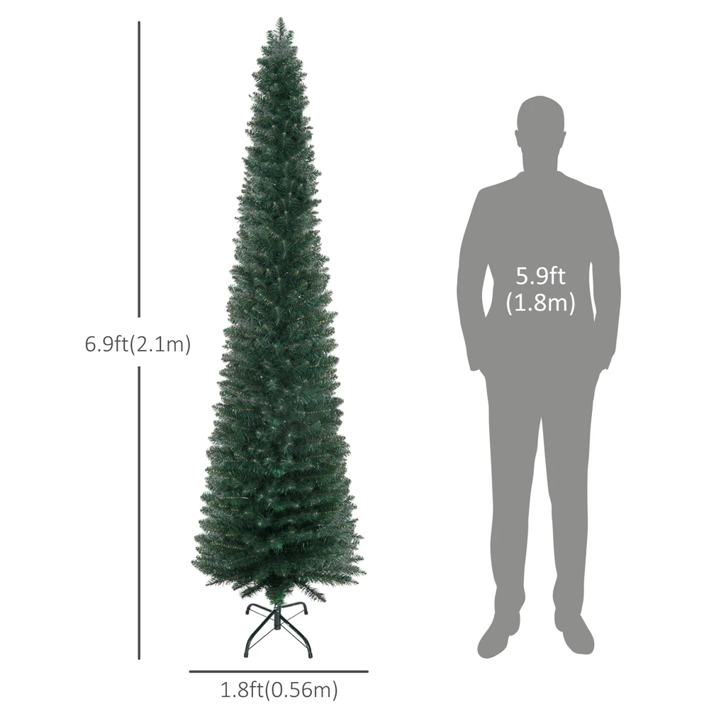 HOMCOM 7-ft Artificial Christmas Tree Pencil Xmas Tree 5 HOMCOM 7-ft Artificial Christmas Tree Pencil Xmas Tree - Image 3