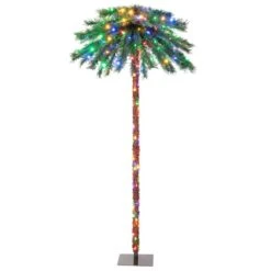 Costway 6-ft Pre-Lit Artificial Tropical Christmas Palm Tree With 210 Multicolour LED Lights