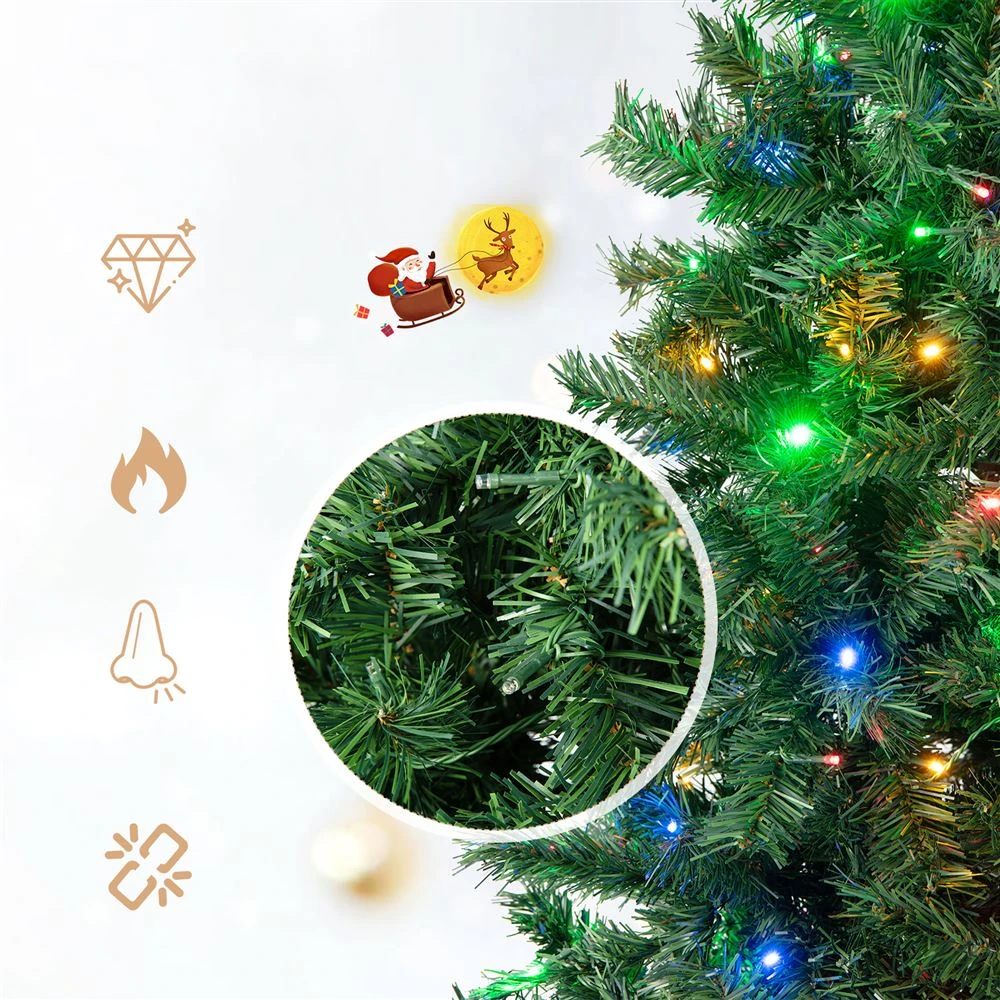 Costway 7-ft Pre-Lit Hinged Artificial Christmas Tree With 350 Multicolour LED Lights 6 Costway 7-ft Pre-Lit Hinged Artificial Christmas Tree With 350 Multicolour LED Lights - Image 4