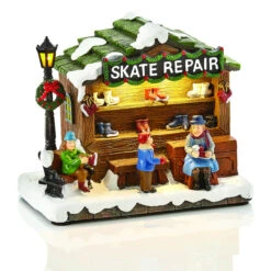 Carole Towne Chloe Skate Repair Shop Lighted LED For Christmas Village