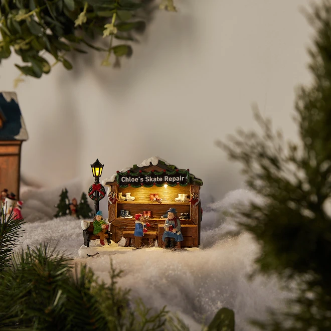 Carole Towne Chloe Skate Repair Shop Lighted LED For Christmas Village 5 Carole Towne Chloe Skate Repair Shop Lighted LED For Christmas Village - Image 3