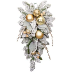 Holiday Living Christmas Artificial Gold Pine Ornament Teardrop 28-in