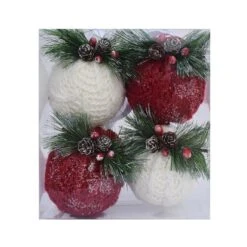 Holiday Living Set Of 4 Christmas Knitted Ornaments White And Red -Northlight Sales Store 43285180c