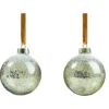 Holiday Living 90-mm White/Green Glass Christmas Ball Ornaments - 2/Pk