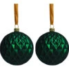 Holiday Living Nordic Trail 90-mm Green Diamond Pattern Glass Christmas Ball Ornaments - 2-Pk -Northlight Sales Store 43285205 L