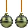 Holiday Living Nordic Trail 90-mm Glass Green/White Christmas Ball Ornaments - 2/Pk -Northlight Sales Store 43285206 L