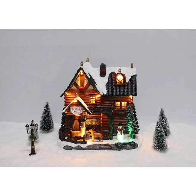Carole Towne Lighted Musical Christmas Lodge With Reindeer Multicolour 5 Carole Towne Lighted Musical Christmas Lodge With Reindeer Multicolour - Image 3