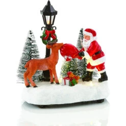 Carole Towne Christmas Lighted Santa With Reindeer Multicolour
