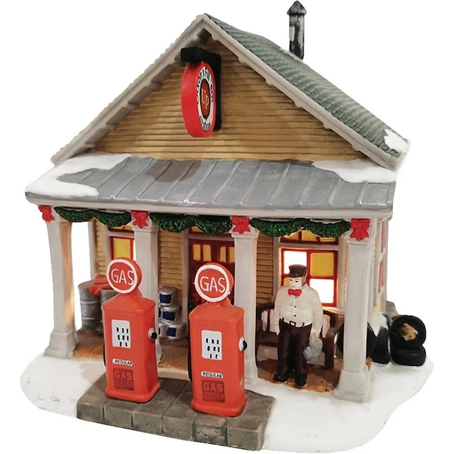 Carole Towne Lighted Gas Station For Christmas Village 4 Carole Towne Lighted Gas Station For Christmas Village - Image 2