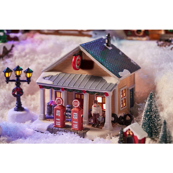 Carole Towne Lighted Gas Station For Christmas Village 5 Carole Towne Lighted Gas Station For Christmas Village - Image 3