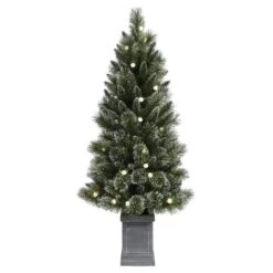 Holiday Living 4.5-ft Pre-Lit Artificial Potted Christmas Tree With 60 Warm White LED Lights
