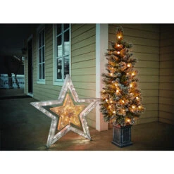 Holiday Living 4.5-ft Pre-Lit Artificial Potted Christmas Tree With 60 Warm White LED Lights -Northlight Sales Store 50175117d